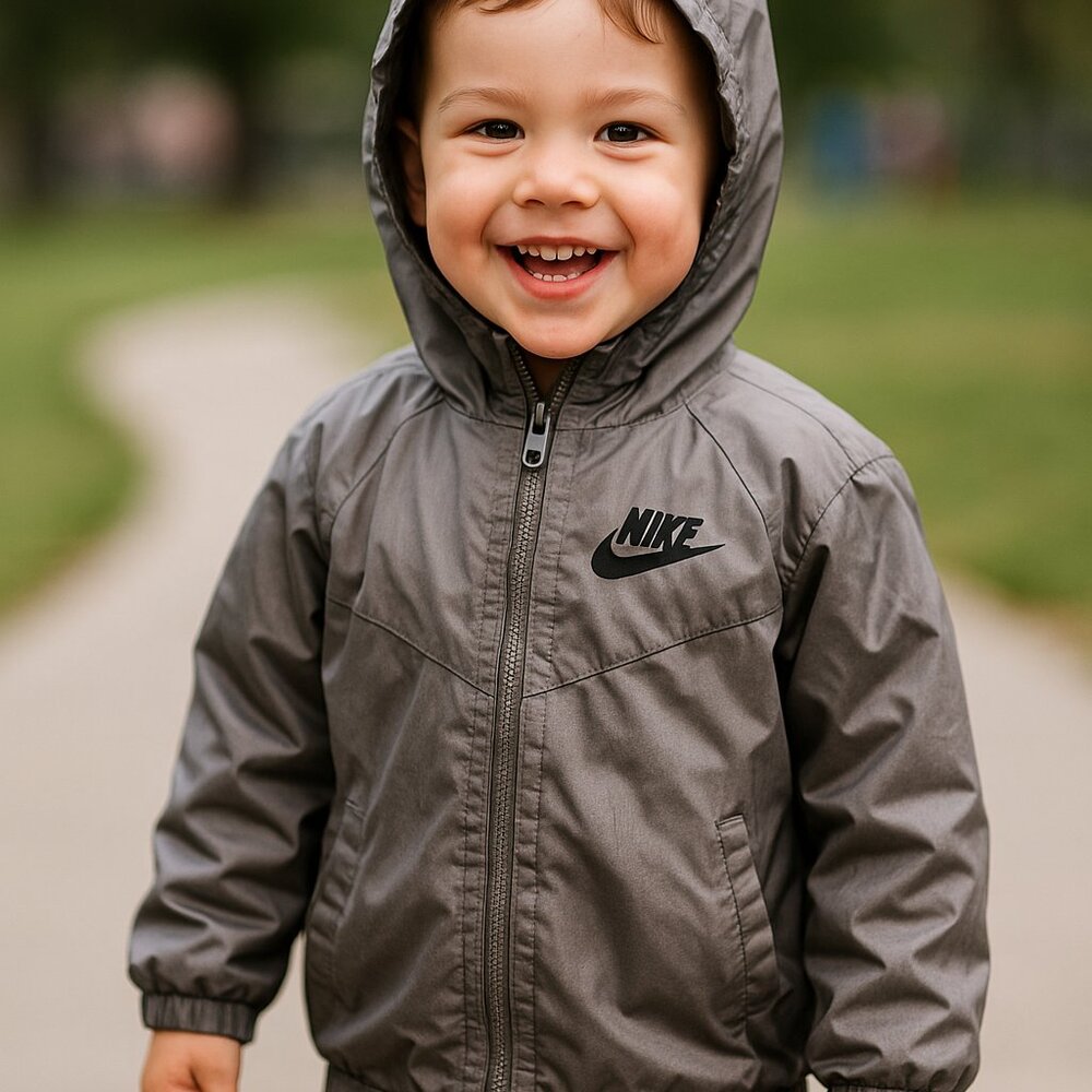 Nike Boys Gray Hooded Windbreaker Jacket Size 4T